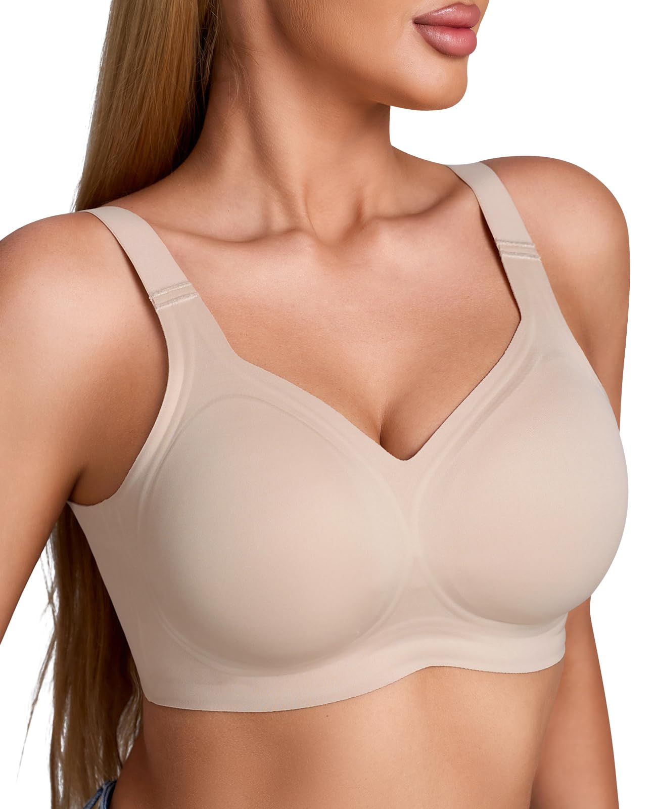 HTZMO Womens Wireless Jelly Bras Push Up Bra Full Coverage No Underwear Seamless Plus Size Older Comfortable Everyday