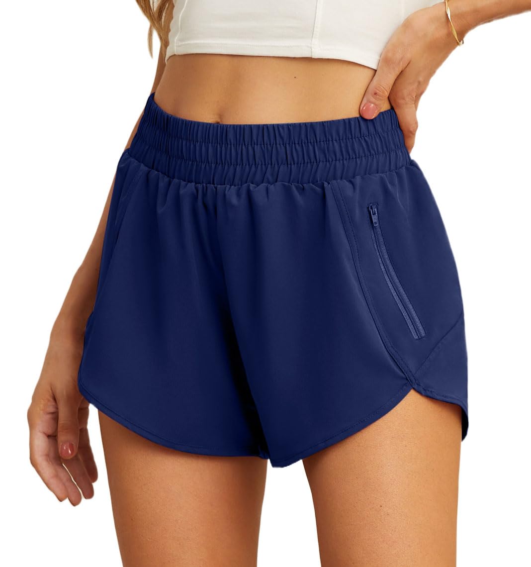 PrinStory Athletic Running Shorts for Women Summer Quick Dry Gym Work Out Shorts with Pockets