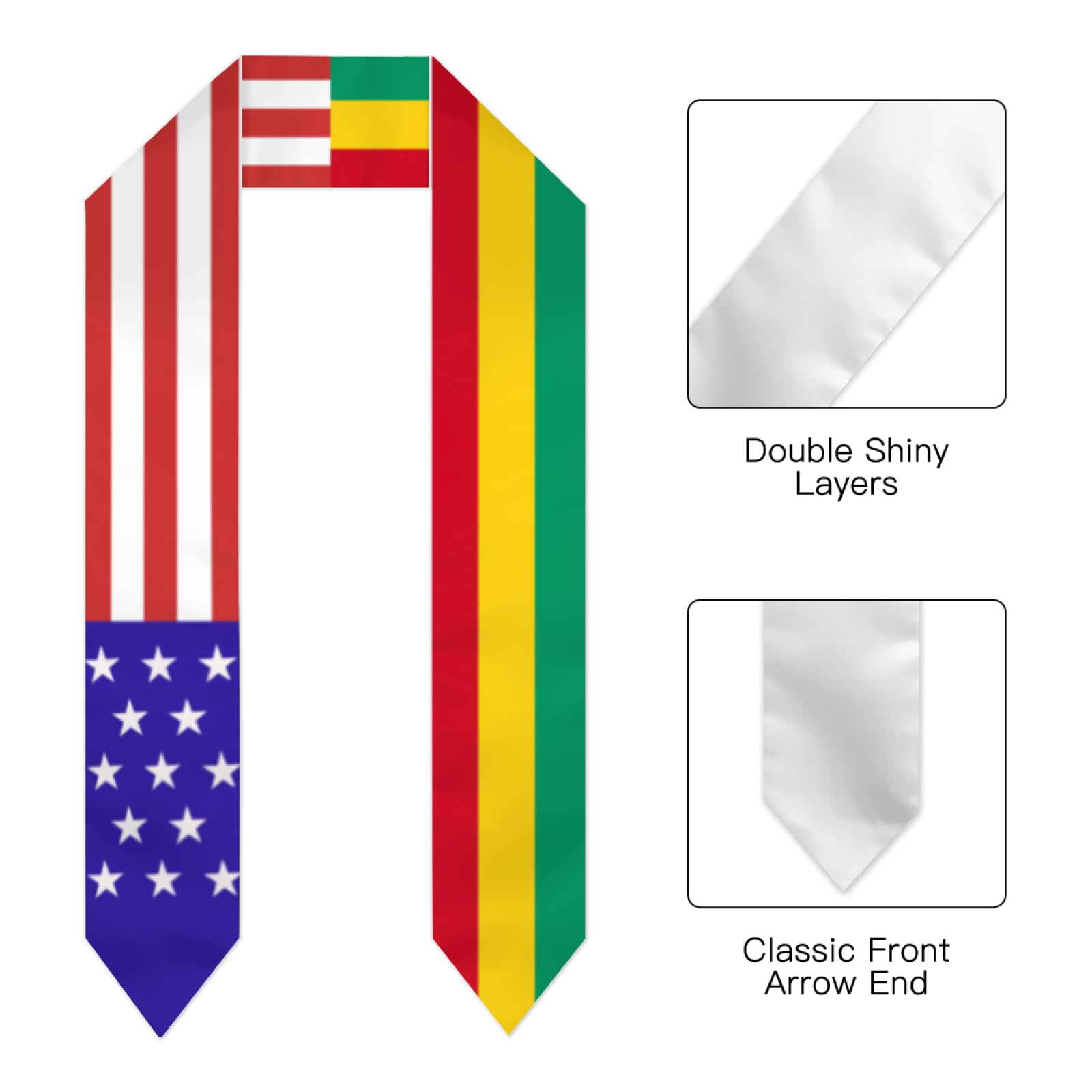 Guinea Guinean America Flag Graduation Stole Shawl Sash for Men Women Unisex Adult Double Sided Lightweight Scarf Class of 2025 Graduate Gift for Study Aboard International Students