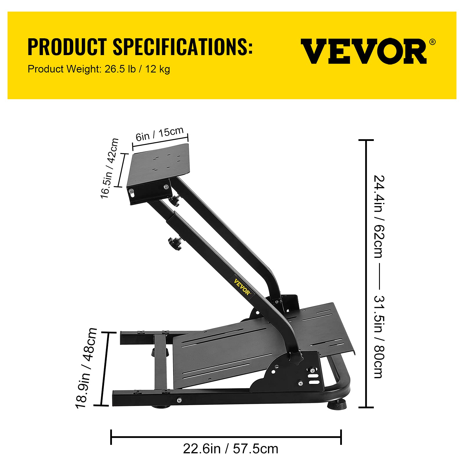 VEVOR Lenkradständer für Racing Simulator, kompatibel mit G29/G920/G27, Thrustmaster T300RS/TX, Fanatec, höhenverstellbar 62-80cm, klappbar