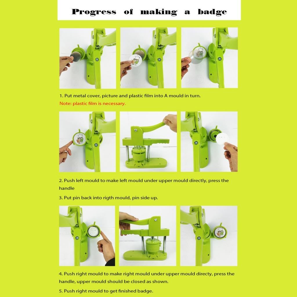 Máquina para Hacer Botones Artesanal para Insignias Kit de Broches DIY sin Necesidad de Instalación Máquina de Pinback Metálica y Plástica