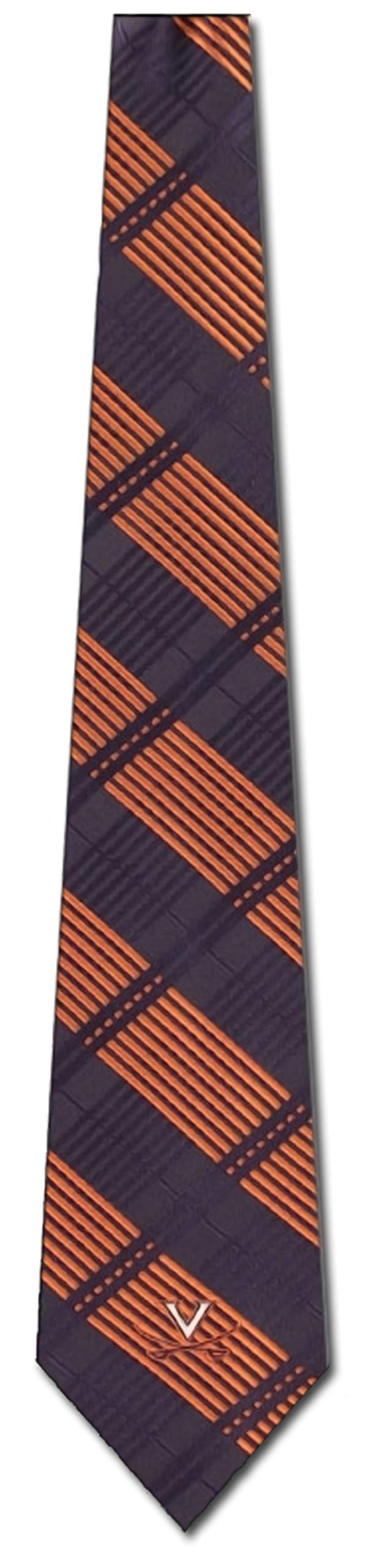 Virginia Cavaliers Navy Blue Poly Plaid Woven Tie