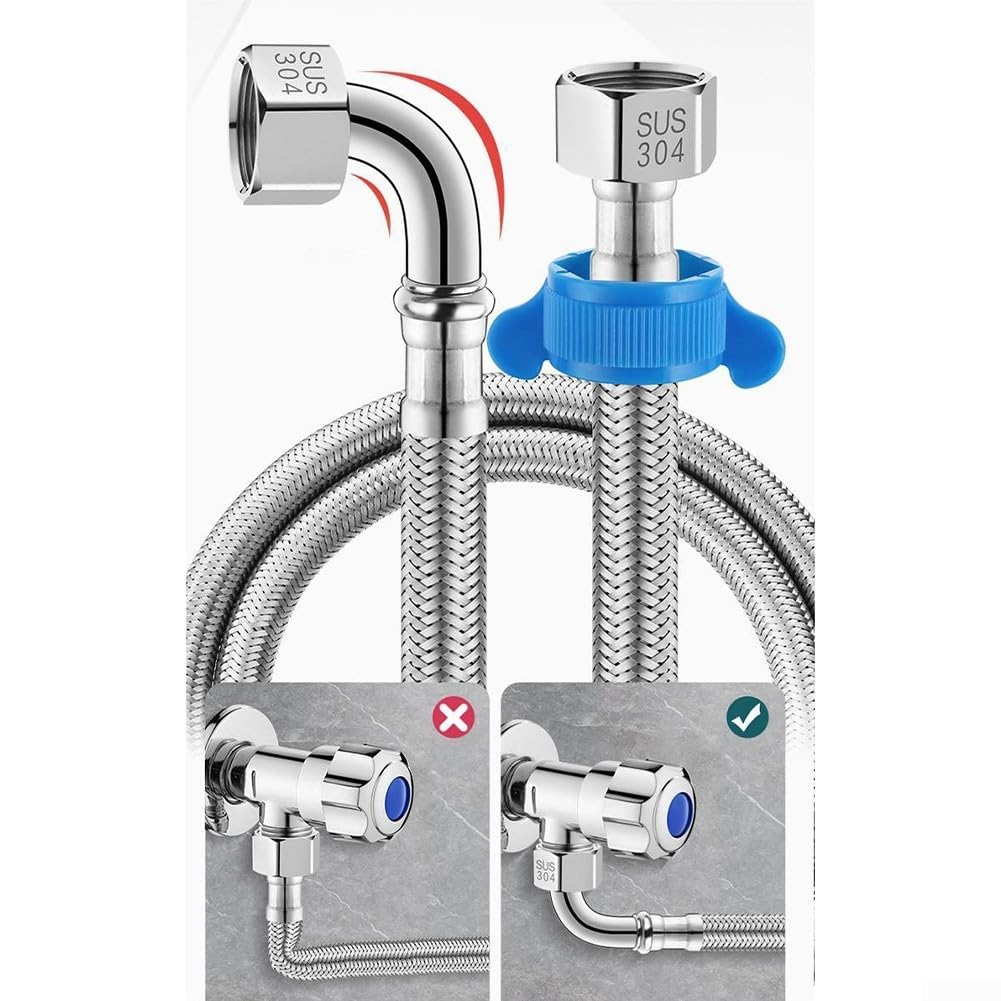 Eawfgtuw Tuyau de douche flexible en acier inoxydable tressé 60/80/100 cm – Pour évier de salle de bain, cuisine, eau chaude et froide pour chaudières, toilettes, cuisines (80 cm)
