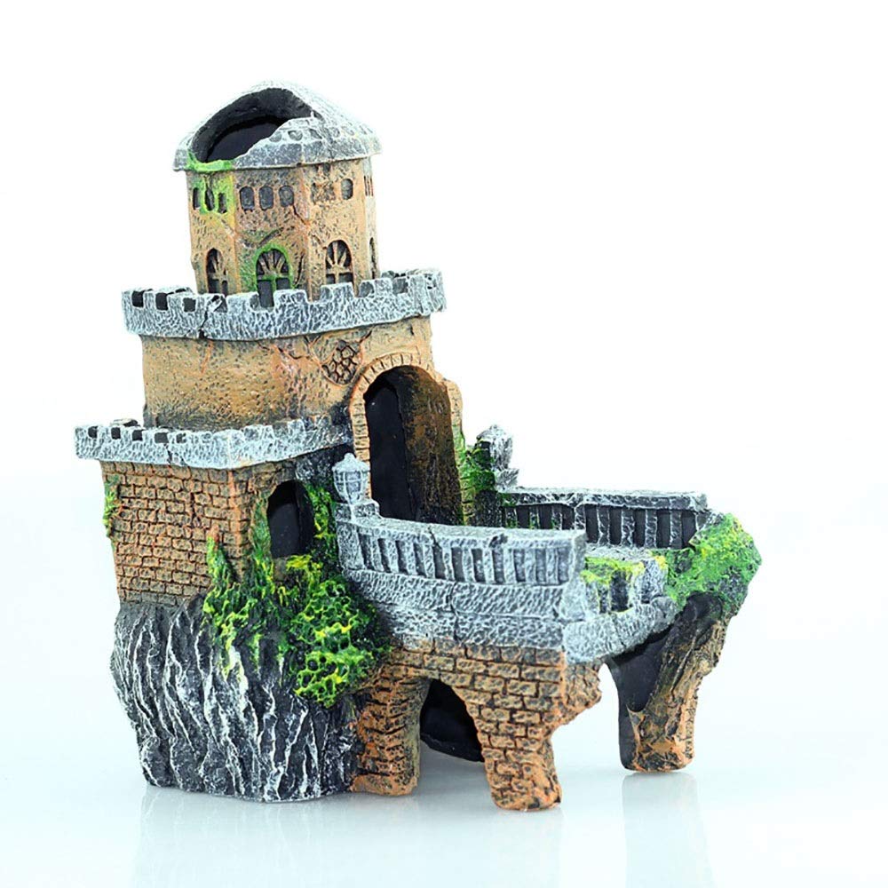 Decorazioni per acquari, in resina Castello rovine paesaggistiche adatto per affari (colore: dipinto, dimensioni: 18x12x20cm) (colore: dipinto)