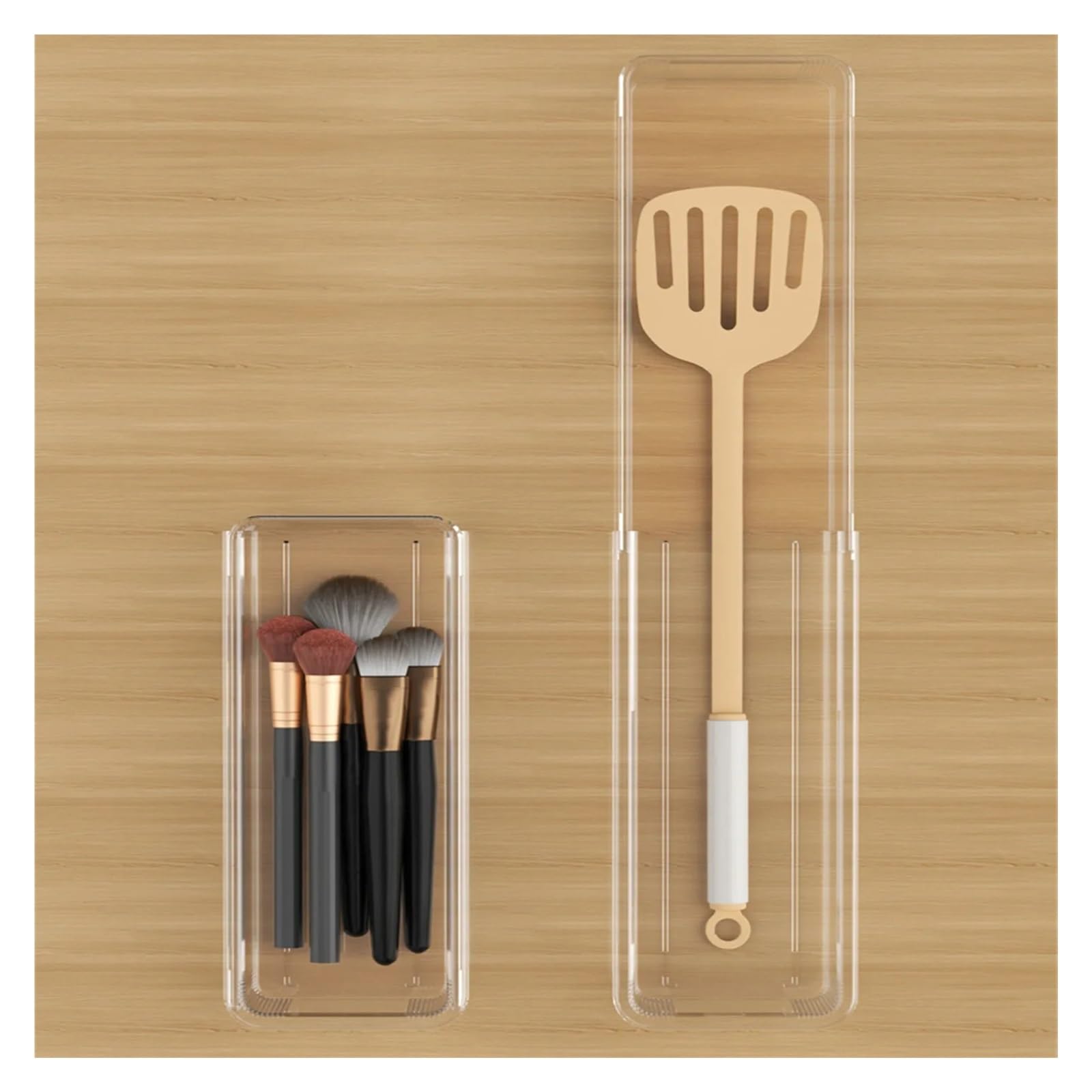 Generico Cassetto trasparente a scomparsa for utensili da cucina domestici, bacchette, cucchiai, divisori, stazione multifunzionale(Small-2pcs)