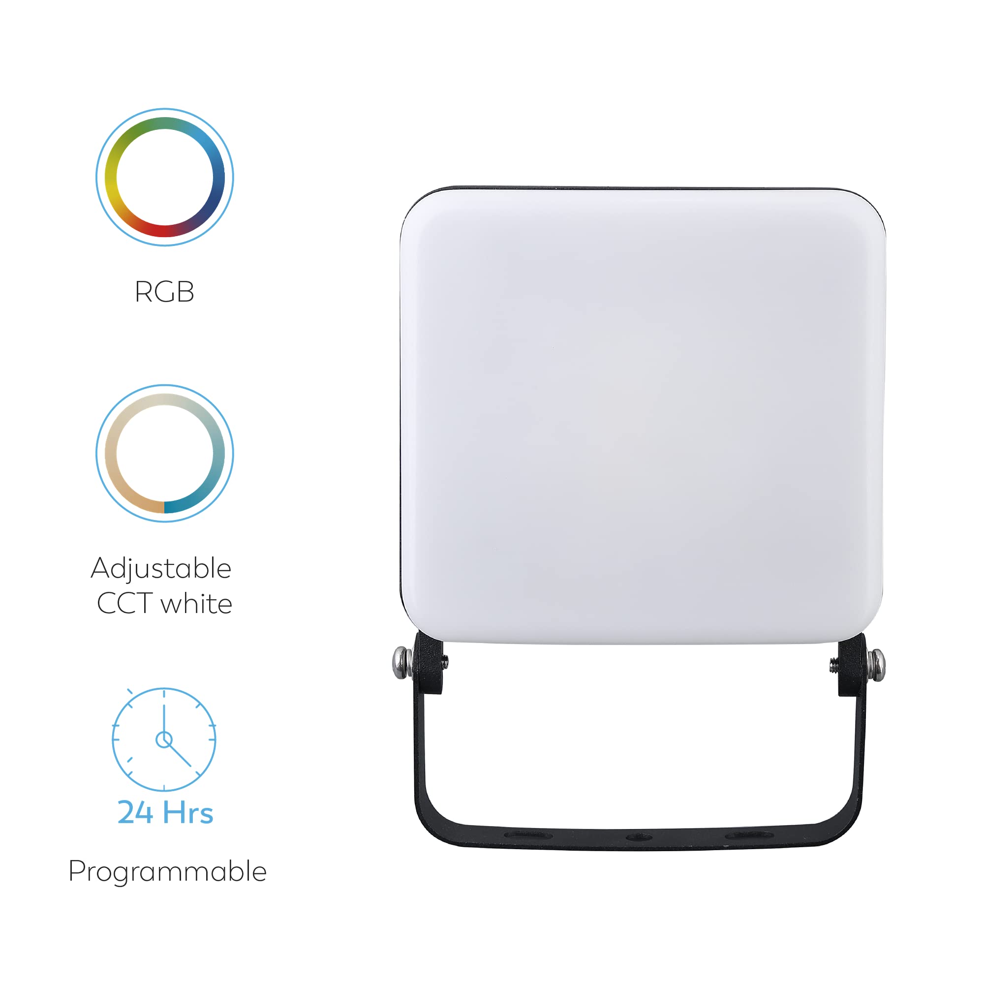 Garza Smarthome inteligentny reflektor LED, Wi-Fi, 24 W, możliwość ściemniania, białe światło, ze zmianą intensywności, temperatury i koloru, programowalny, kompatybilny z Amazon Alexa i Google Home