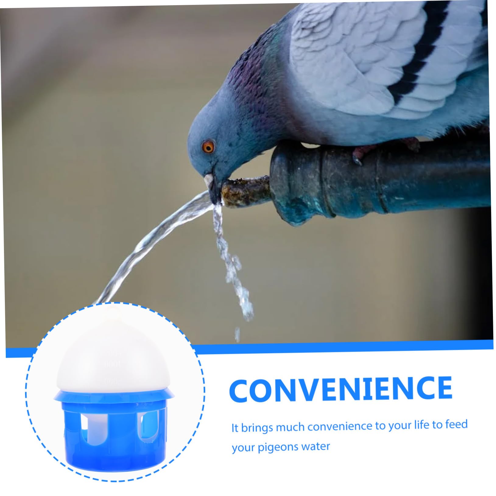 Bebedero de Agua para Aves Automático 4l Plástico Azul | Diseño Redondo, Pieza Desmontable, Uso Sencillo, para Aves y Pichones, Formato Exterior
