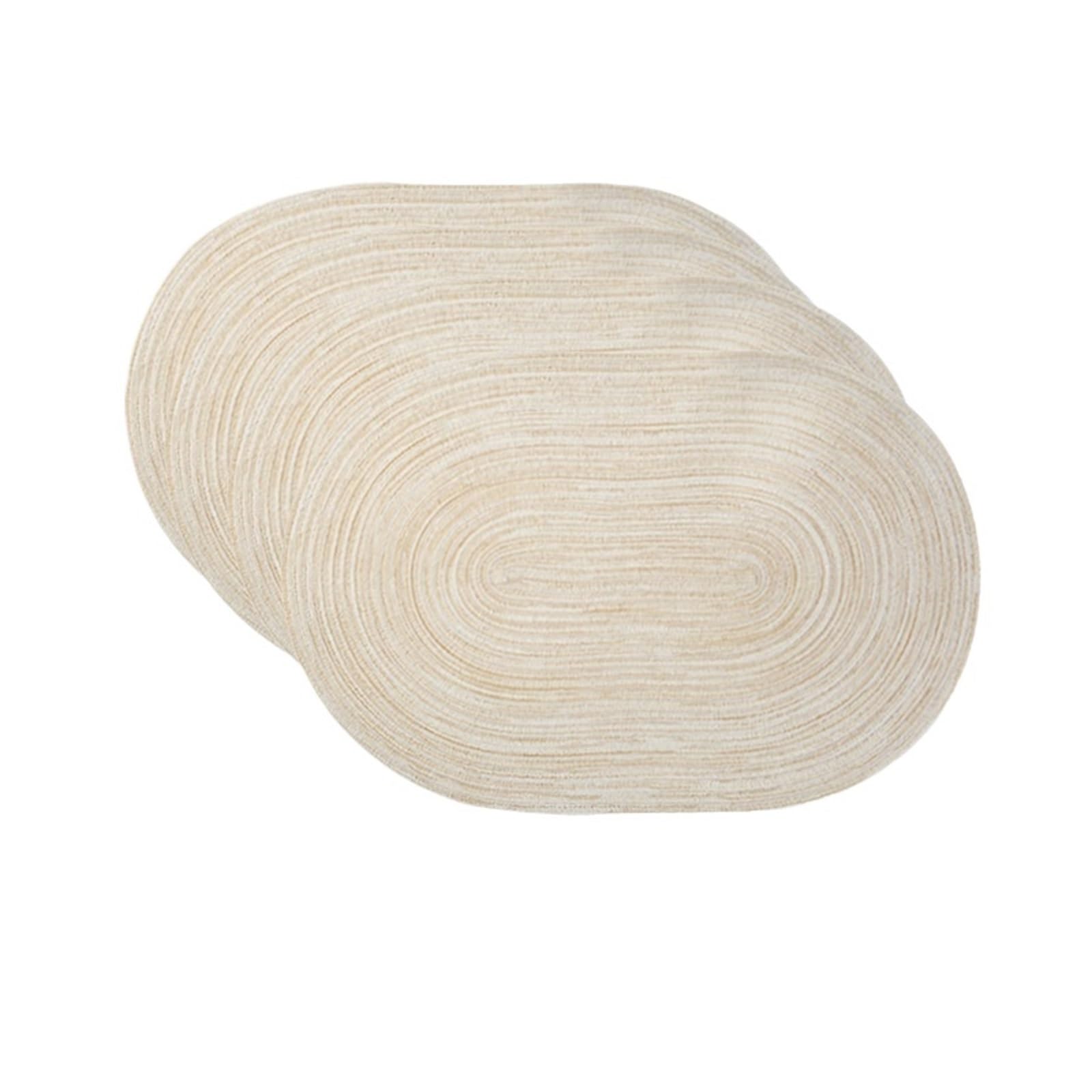 4pcs Beige Oval Placemats Heat Resistant Pad Place Mat Washable Table Mats For Kitchen Dining Non-Slip