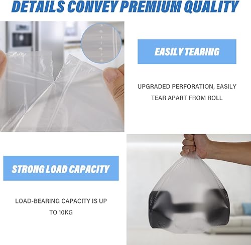 Miniatura 4 de Magesh - Bolsas de basura pequeñas de 8 galones fuertes, de 6 a 8 galones, 85 unidades, bolsas de basura medianas sin perfume, sin fugas, para baño,