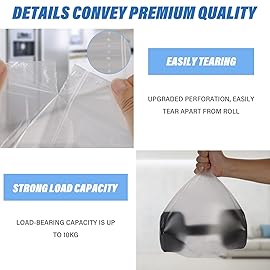 8 Gallon Trash Bags Strong, Magesh Small Trash Bags 6-8 Gallon 85 Count, Medium Garbage Bags Unscented, Leakage-Free for Bathroom Kitchen Office Trash Can, Clear, 30L