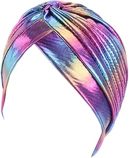 Women Indian Stretchy Laser Turban Hat Chemo Cap Colorful Head Wrap Cover Hair Wrap