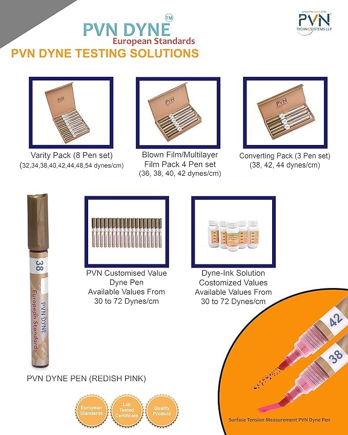 PVN DYNE Pen 38 & 40 Dynes/cm [Popular Value Pack] for Surface Tension-Treatment Measurement,Pack of 2, Reddish Pink