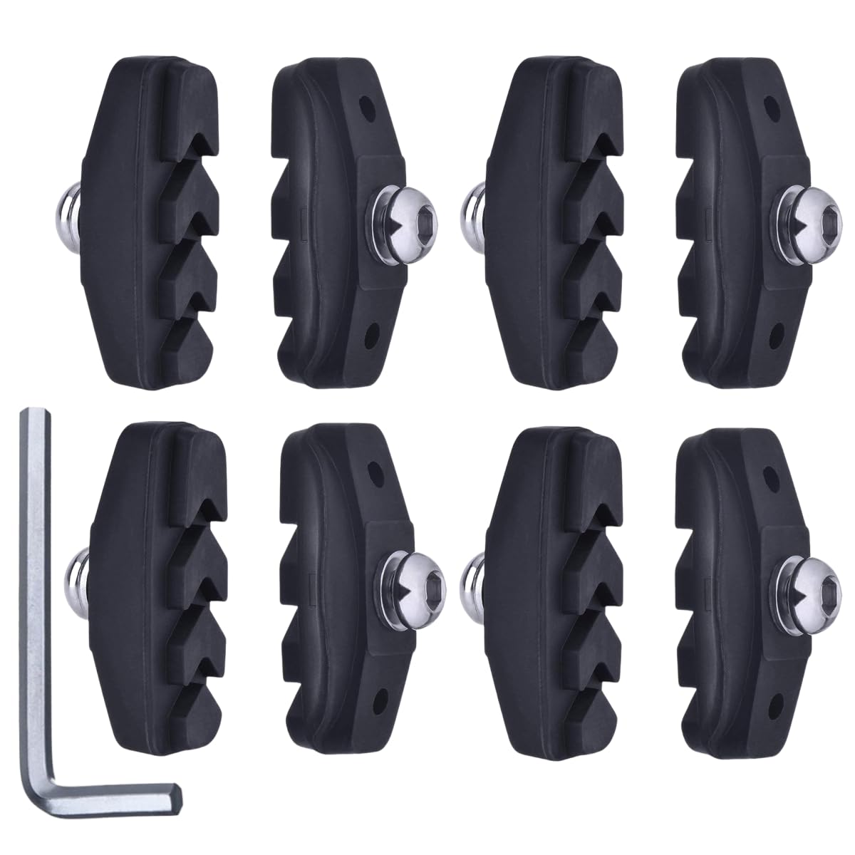 Road bicycle specific brake pads, equipped with installation tools, C-type caliper brake pads, 50mm, black (4 Pairs（8 Pieces）)