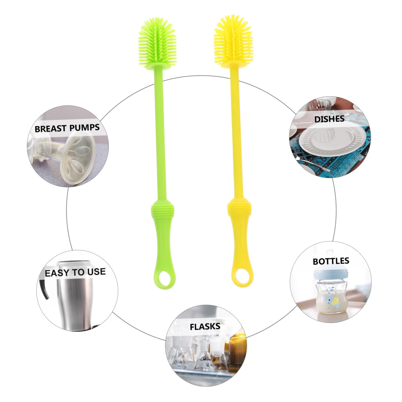 Abaodam 6pezzi Spazzole Silicone Per Bottiglie Spazzole Multifunzionali Per Borracce Bottiglie Per e Utensili Colori