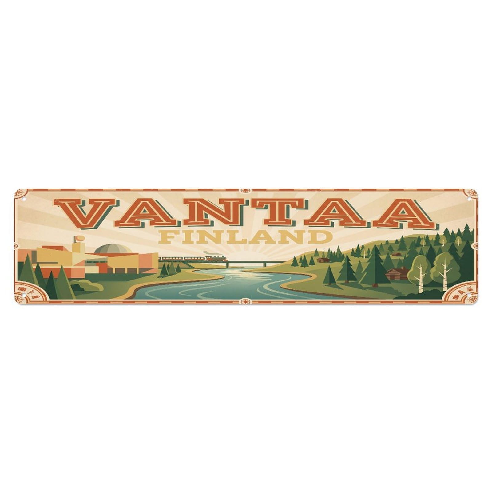 Tgrcjimh Style Metal Tin Sign Retro Travel Vantaa Finland