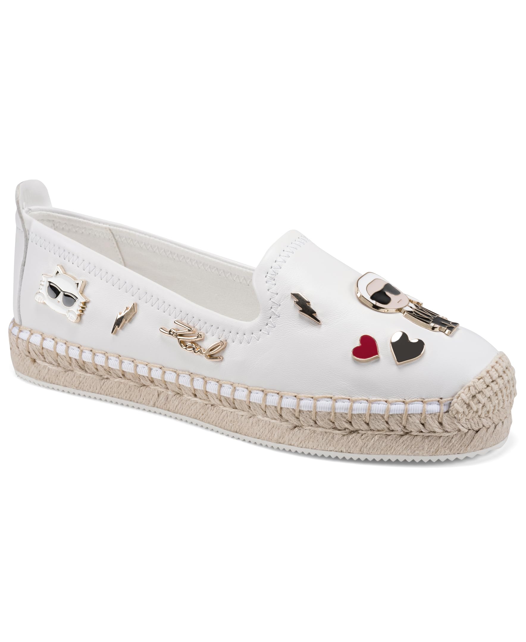 Karl Lagerfeld Women's Michaela Slip On Espadrille Sandal with Pins