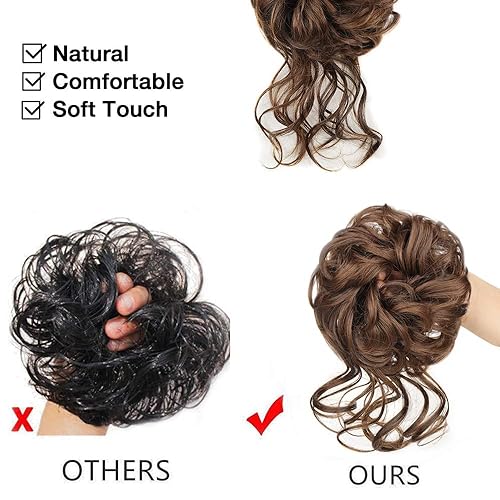 Miniatura 5 de Maforsoon Extensión de cabello desordenado, 1 pieza de moño rizado, ondulado, desordenado, sintético para mujeres Updo (rubio ceniza mezcla rubio