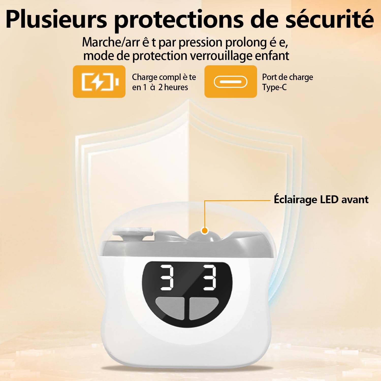 Coupe Ongle Électrique Pied et Main, 3 en 1 Lime a Ongle Electrique et Polisseuse, Coupe-ongles automatique avec à lumière LED, 3 Vitesses Faible bruit, Pour Bébés, Adultes, Personnes Âgées - Gris