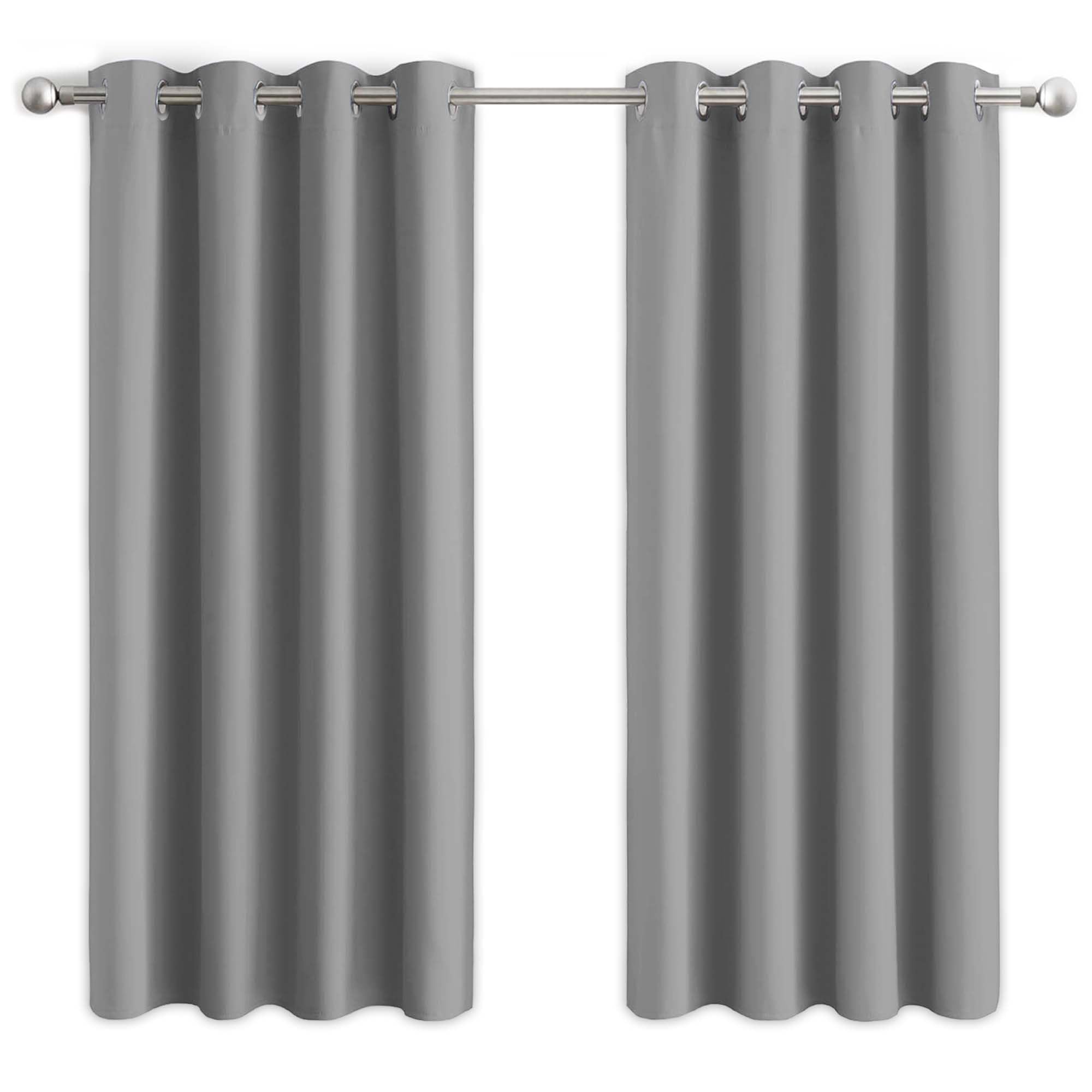 Aspire Homeware Blackout Curtains for Bedroom - Light Grey Eyelet Curtains Living Room - Super Soft Thermal Insulated Window Curtain & Drapes with Tiebacks 66 x 54 Inch 2 Panel