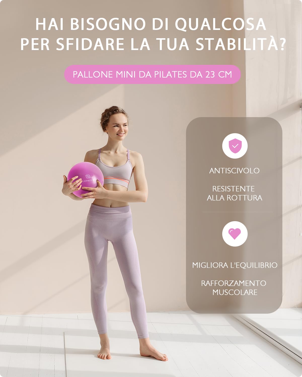 Set LIONSCOOL Pilates Ring – Magic Circle da 35.56 CM Anti-Deformazione con Manici Imbottiti, Mini Palla, Fasce di Resistenza, Guida e Borsa