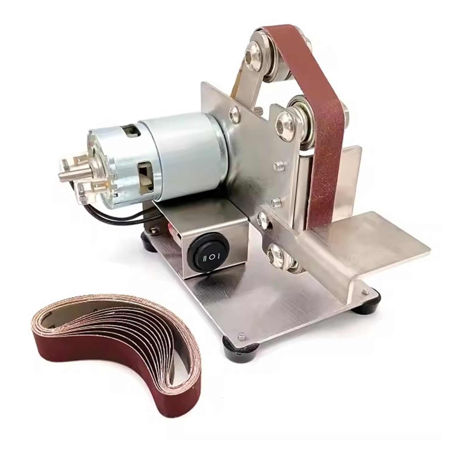 Csdasw Silver Multifunctional Grinder Mini Electric Belt Sander Diy Polishing Grinding Machine Cutter Edges Sharpener Jewellery Diy(25)