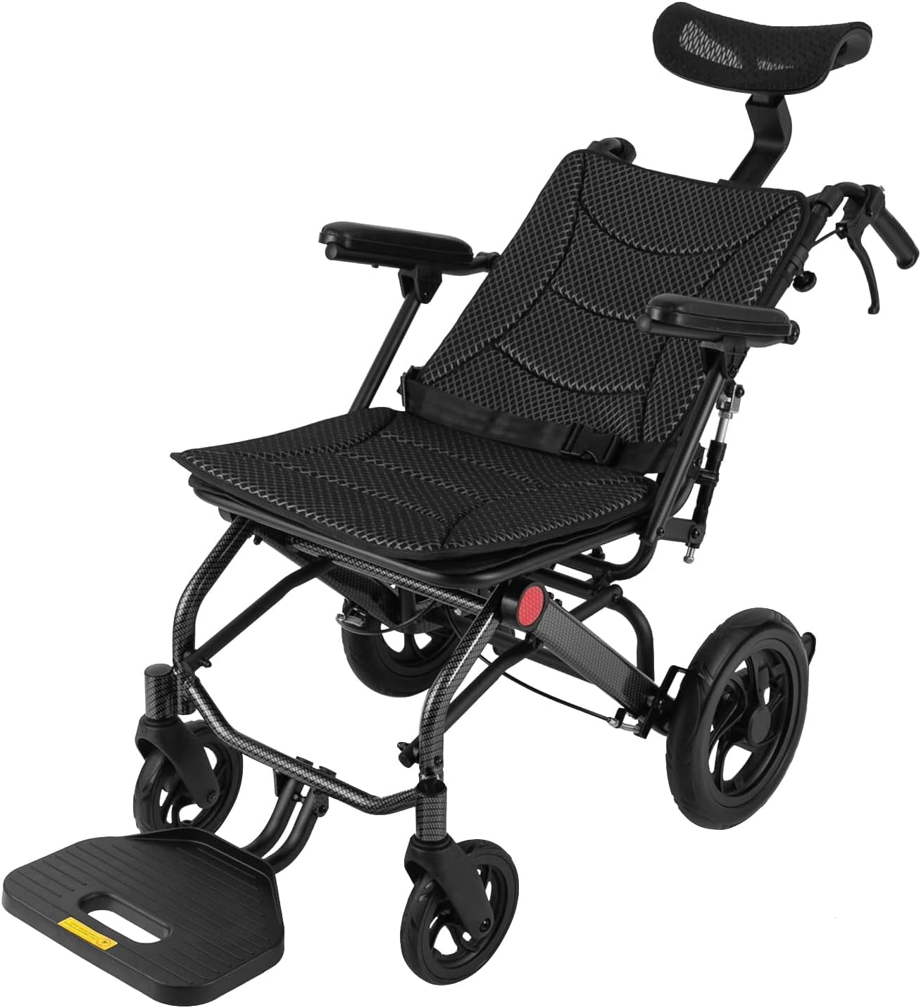 YGNVMCXJG Transport Wheelchair Lightweight Foldable, Reclining Transfer Wheelchair for Adults & Seniors, Adjustable Backrest with Headrest, 286lbs