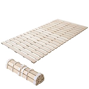 EMOOR Cama Láminas Enrollable de Madera Franco-Roll 100 x 200 cm para Futón Japonés (Natural), Paulownia sin Pintar Minimalista Tatami Dormir en Suelo