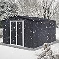 10 x 12 FT Outdoor Storage Shed, Metal Garden Tool Shed with Slooping Roof, Lockable Doors and Windows, Easy to Assemble for Garden, Patio, Lawn, Black