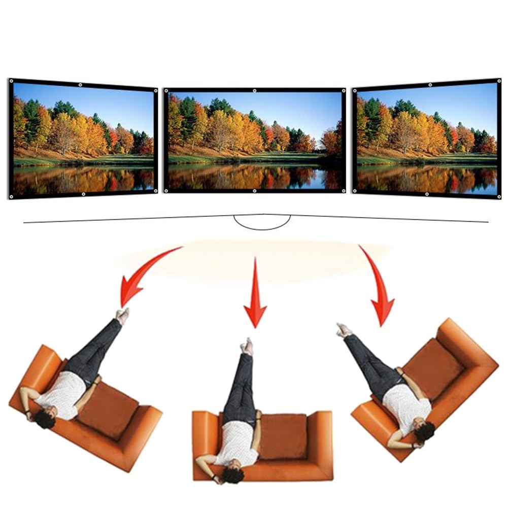 Pantalla de Proyección para Exteriores de 100 120 Pulgadas, Pantalla de Cine Portátil con Formato 16:10 y Resolución 4K HD, sin Arrugas, Ideal para Cine en Casa, Fiestas y el Jardín(92inch)