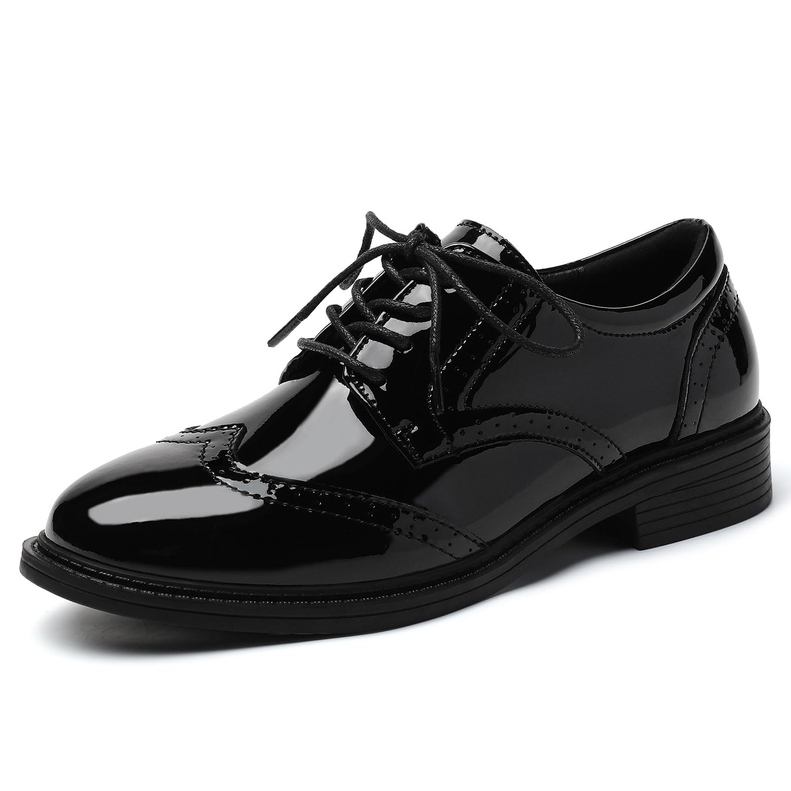 Platform Oxfords for Women Wingtip Shoes Saddle Black Oxford Shoes for Women Vintage Formal Business Dress Leather Flats