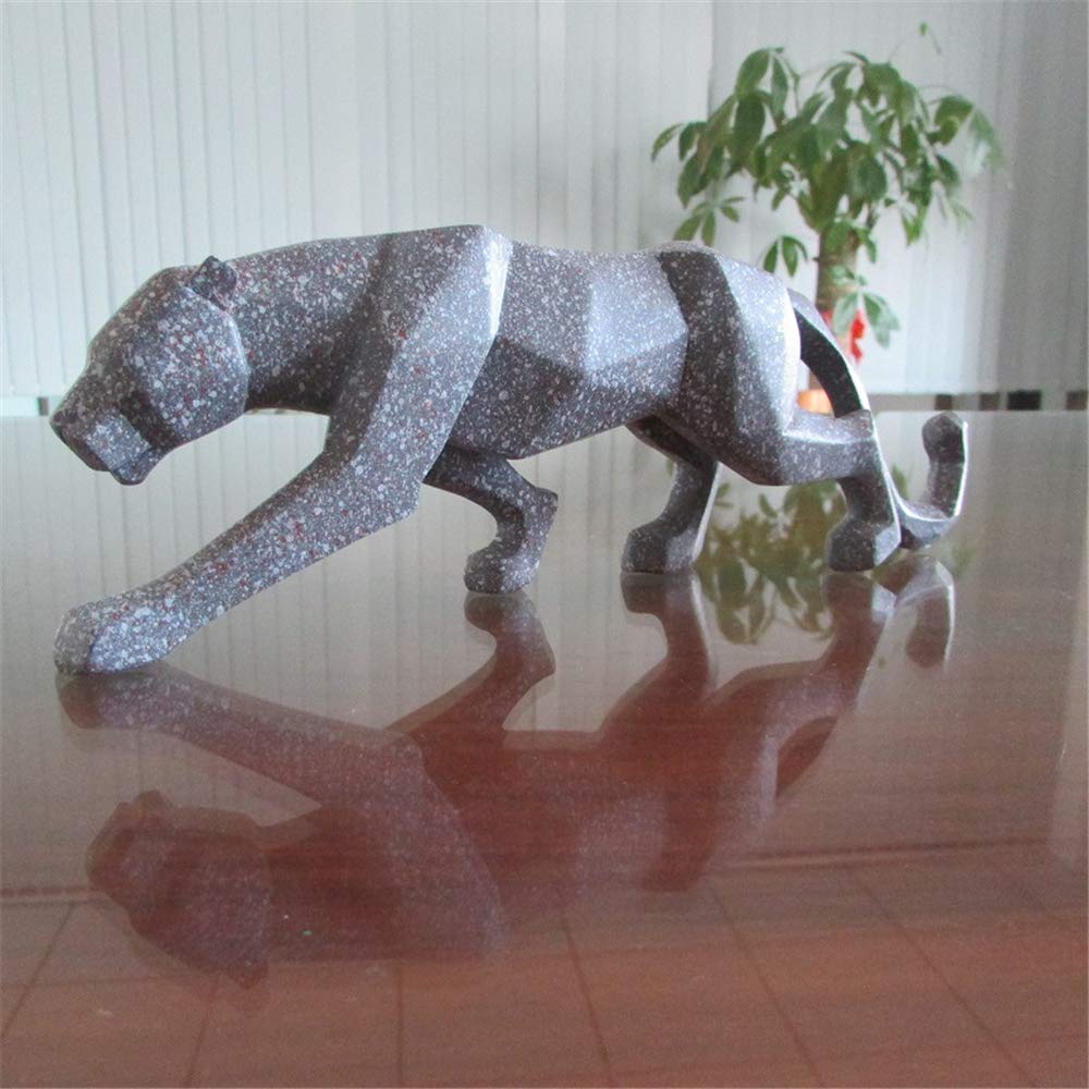 Uterstyle Leopard Sculpture Resin Animal Geometric Statue Wildlife Animal Figurine Home Decor Ornaments big cat statue leopard lion jaguar (Sandstone)