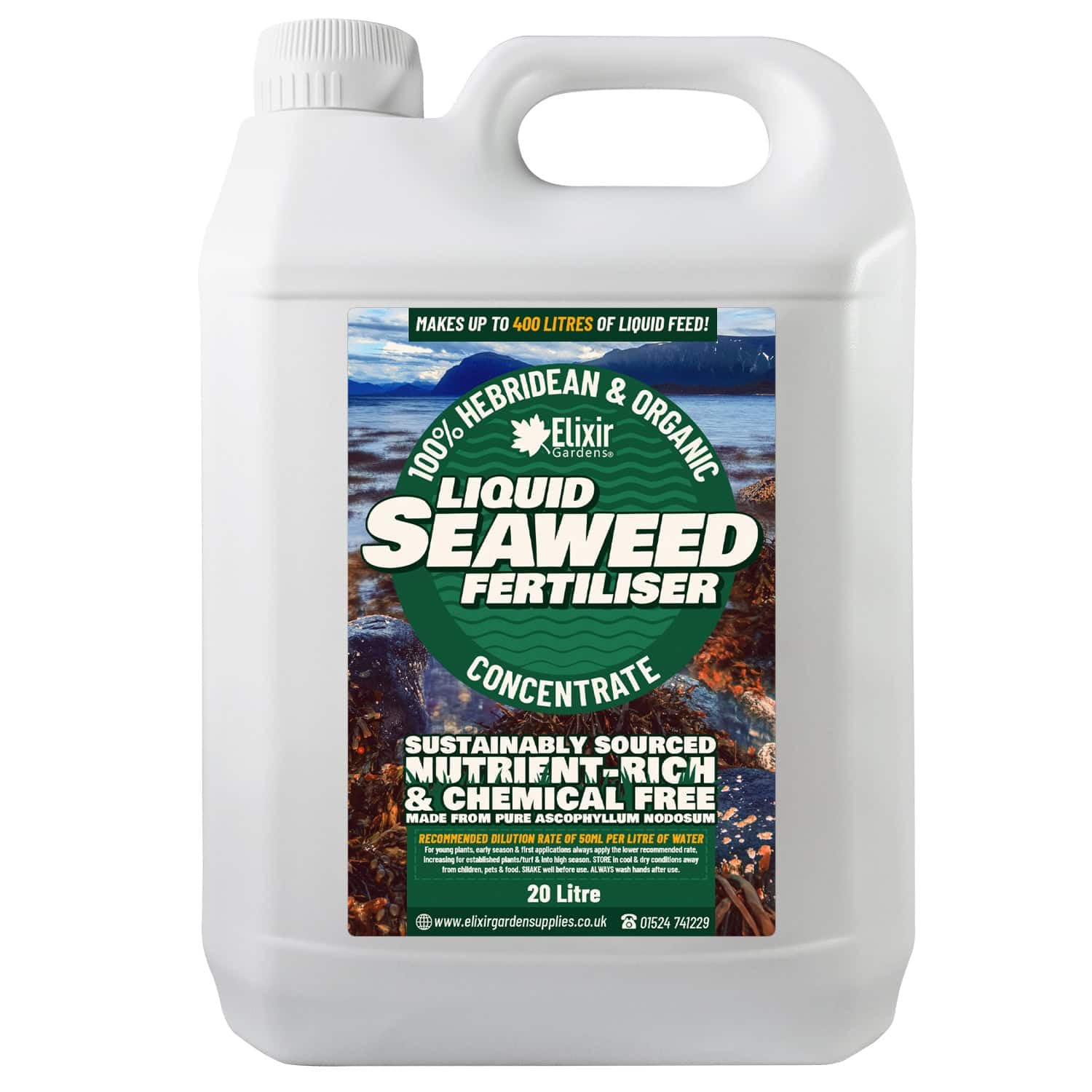 Elixir Gardens | Organic Hebridean Liquid Seaweed Fertiliser | 500ml - 20L Options Available | 20 Litre Bottle