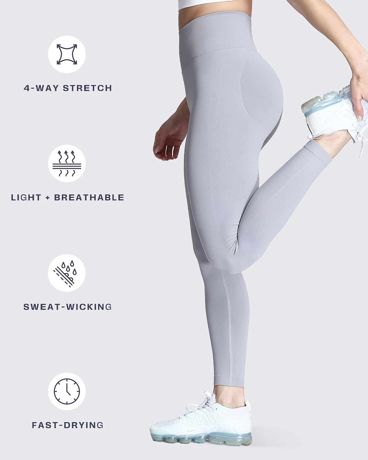 Aoxjox Women's Scrunch Butt Lifting Seamless Leggings Booty High Waisted Workout Yoga Pants 23" - Image 5