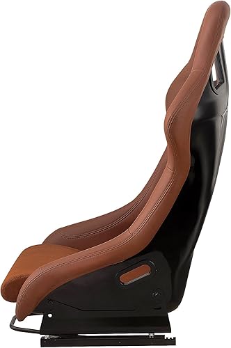 Miniatura 7 de Tamaño L jiabeir Piece Universal Strong Fibra de Vidrio Back Racing Bucket Seat Brown PVC Cuero Gamuza Centro Costuras con Doble Deslizador Ajuste