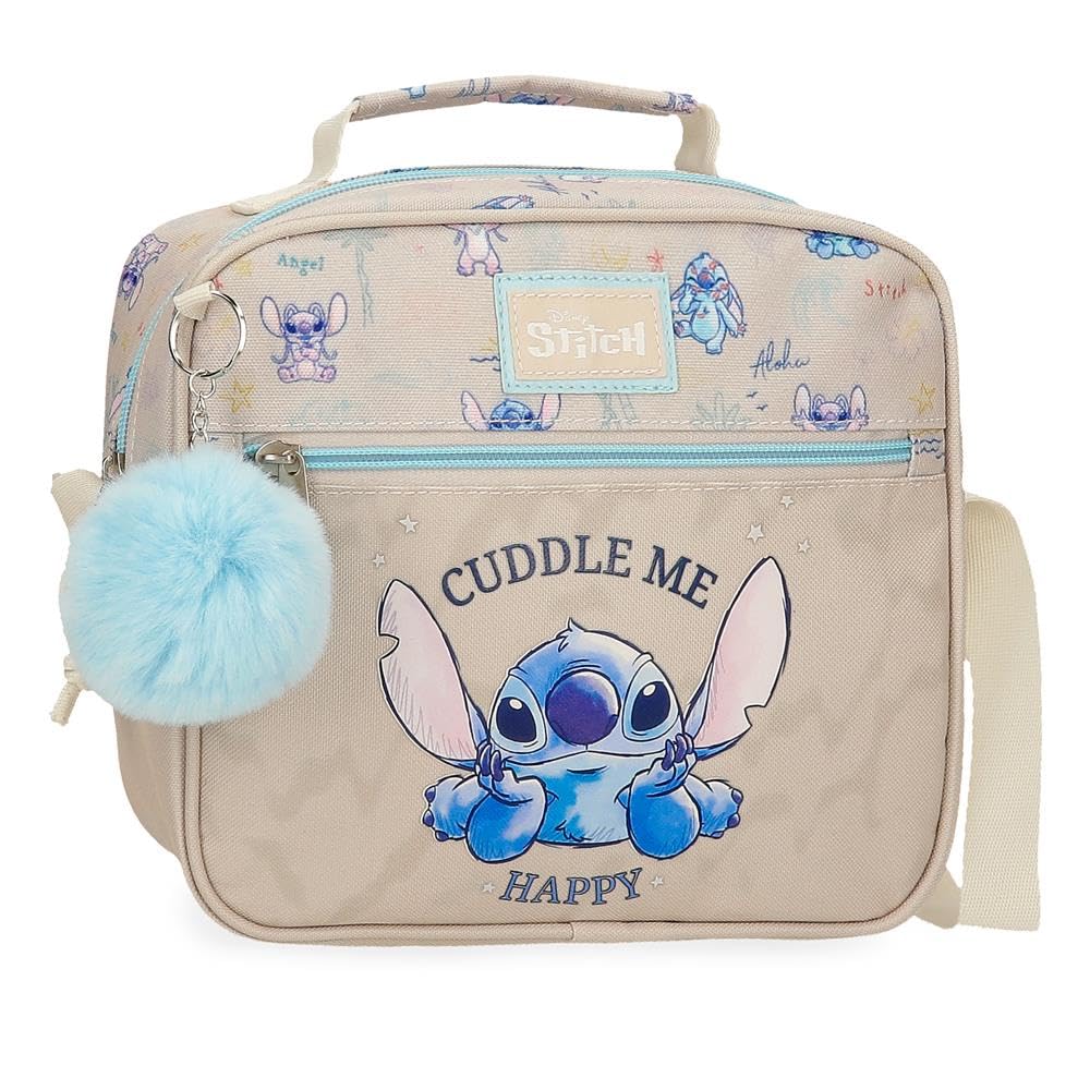 Disney Joumma Stitch Cuddle Me happy Nececer Adaptable Beige 23x20x9 cms Poliéster