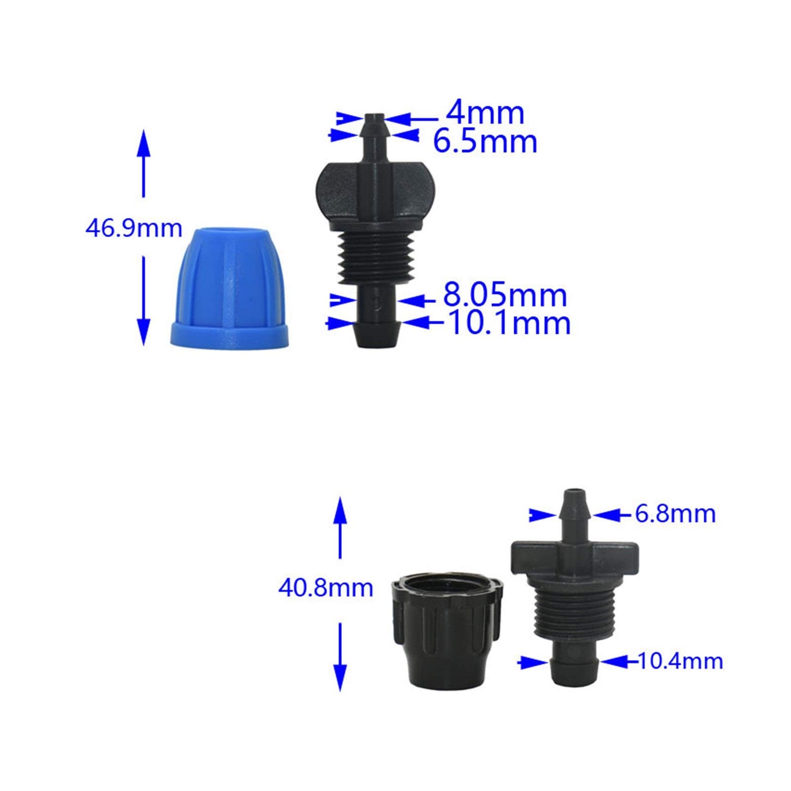 Kit Tubo Flessibile dell'irrinkler pianta 8/11 for 4/7 del Tubo Flessibile di decompressione Barb Comune 3/8 a 1/4 con Dado di bloccaggio Diretto Capo 100 Pezzi (Color : Black)