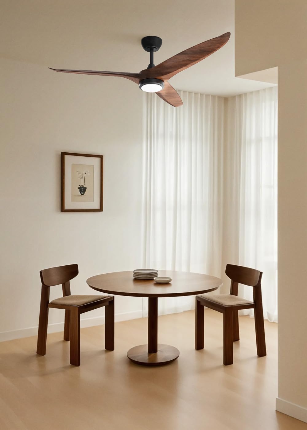 CREATE / WIND CENTURY/Ventilateur de plafond avec lumière noir bois foncé avec télécommande / 40W, programmable, Ø152 cm, 6 vitesses, fonction été-hiver, lumière LED 3 températures