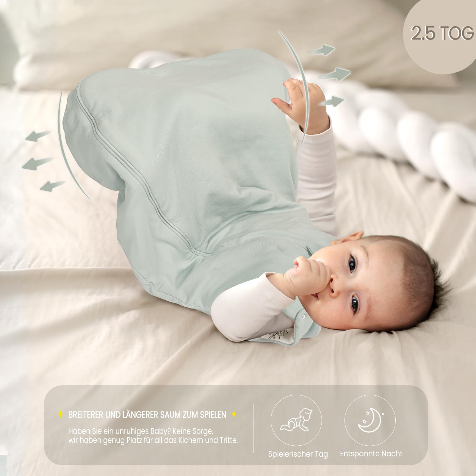 lulumoon Gigoteuse d'hiver pour bébé de 9 à 15 Mois - Tog 2,5-80 cm - Garnissage en Fibres de Polyester - 74/80 cm
