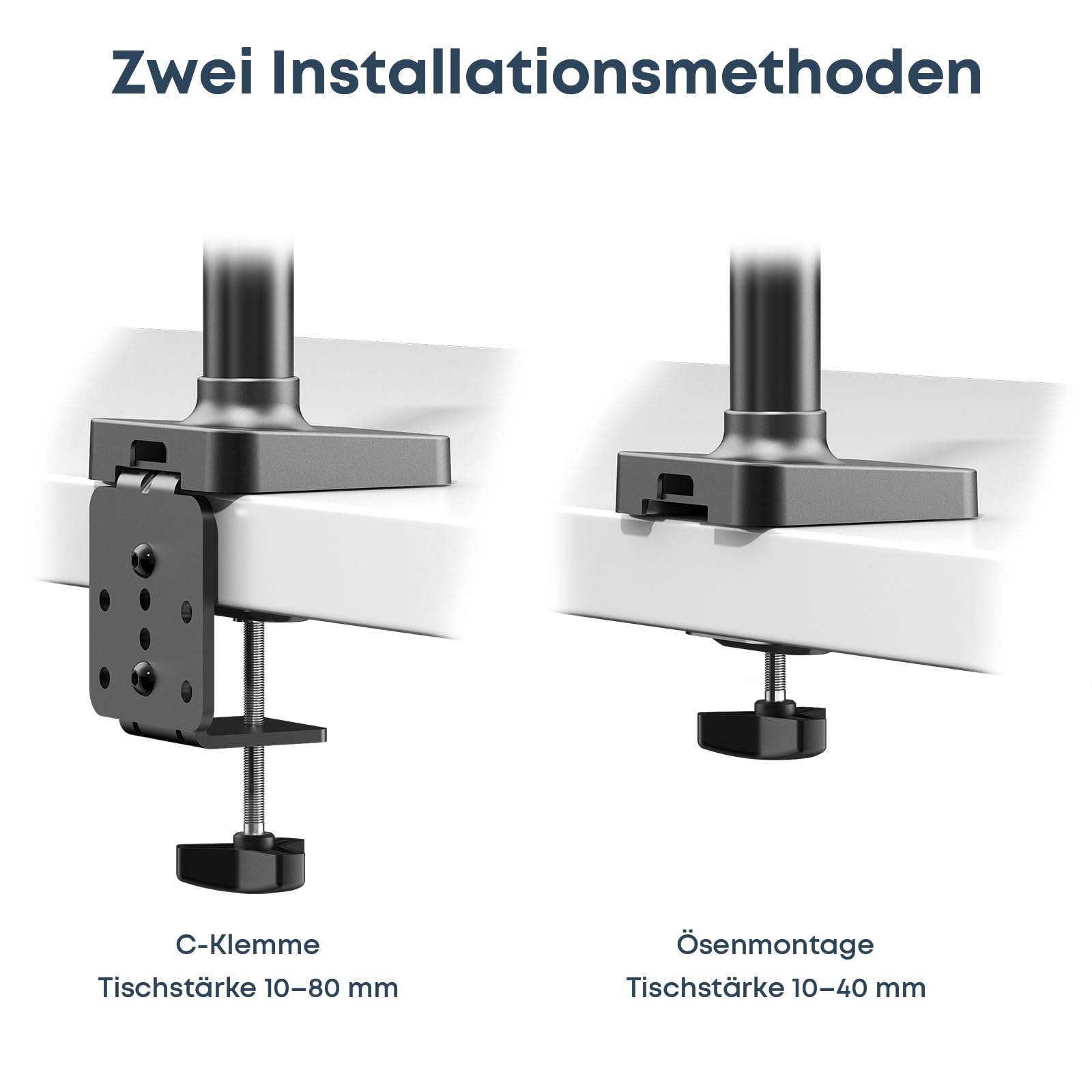 Monitor Halterung 3 Monitore, WORLDLIFT Premium Aluminium 3 Monitor Halterung für 17"-27" LED LCD Bildschirme, Höhenverstellbar Tischhalterung, 7 kg/Arm, vesa 75/100mm