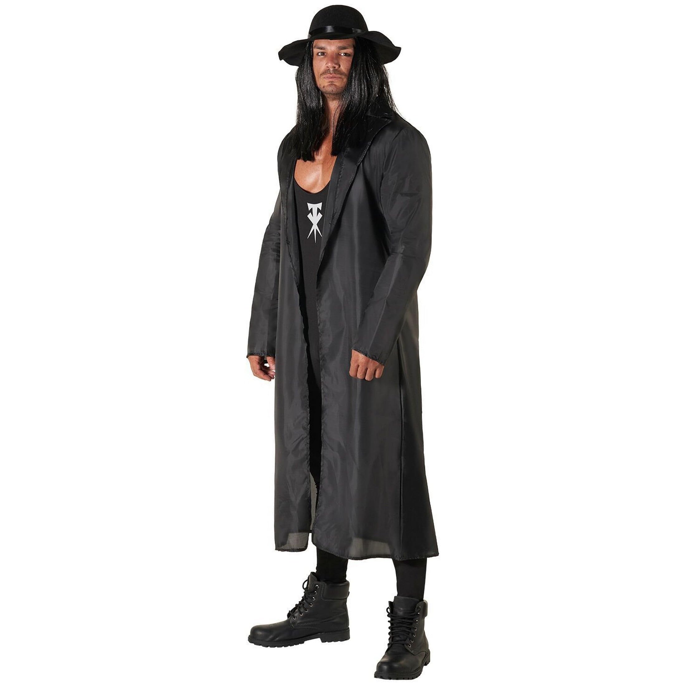 Morph Disfraz WWE Undertaker Enterrador Hombre Lucha Libre Mono Negro Capa Sombrero Despedida Soltero Halloween