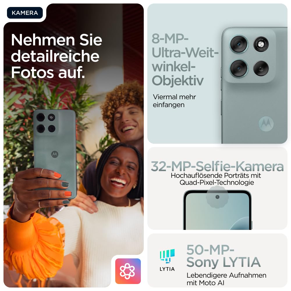 Motorola Moto g56 5G Smartphone (6,72“-FHD+-Display, 50-MP-Kamera mit Moto-AI, 8/256 GB, 5100 mAh, Android 15) Pantone Gray Mist, inkl. Schutzcover