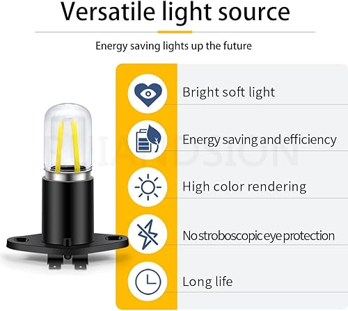 Miniatura 2 de Ruiandsion Bombilla LED Z187 T170 para microondas, color blanco, 110 V, 125 V, 130 V, 110-130 V, equivalente a 20 W, 20 W, repuesto para luz de