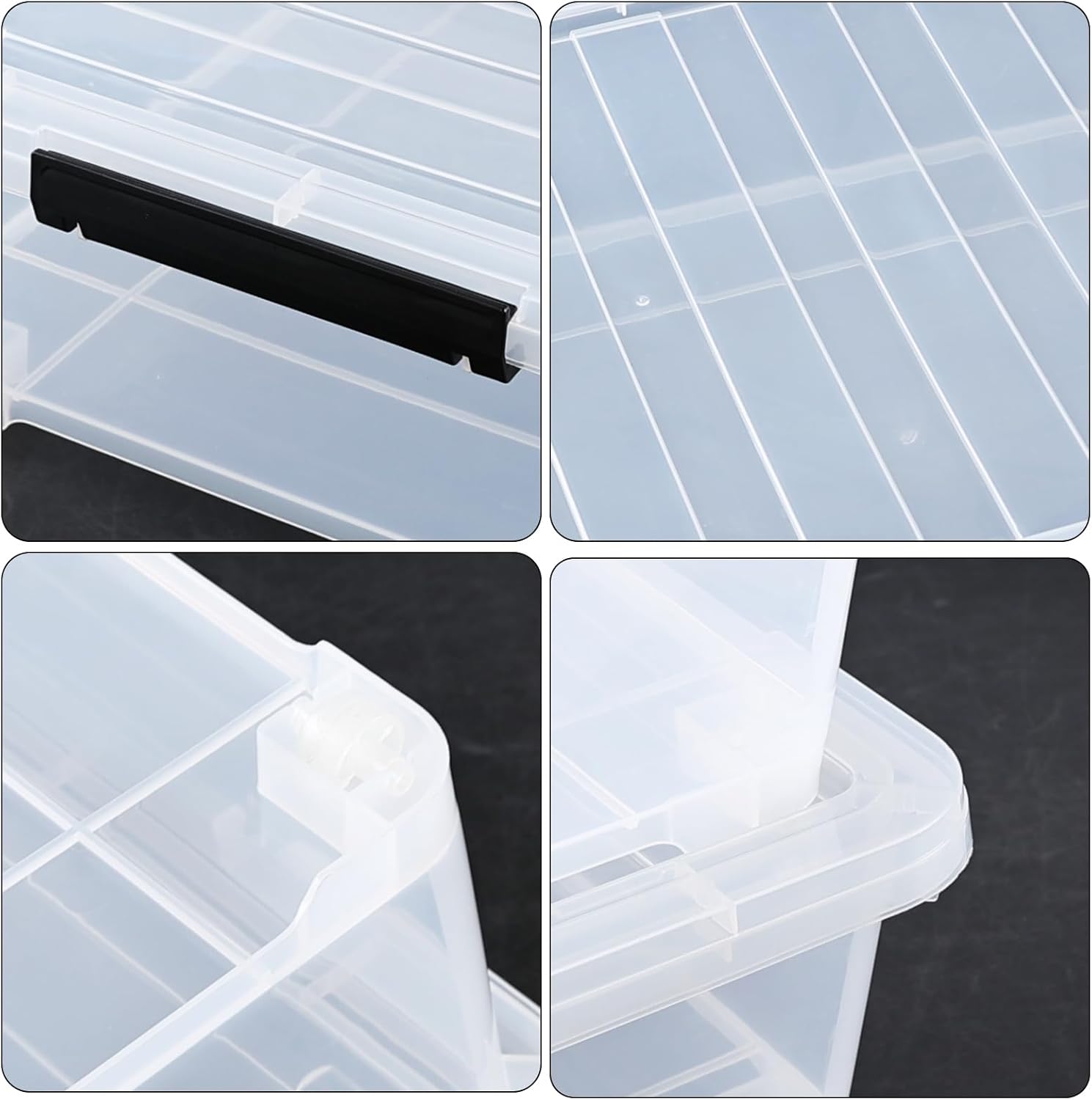 40 Quart Plastic Underbed Storage Box, Large Clear Shallow Box with Wheels Set of 3