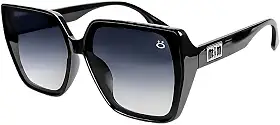 Óculos Sol Quadrado Original Feminino Proteção UV + Case Praia Verão Luxo Preto Presente Estilo