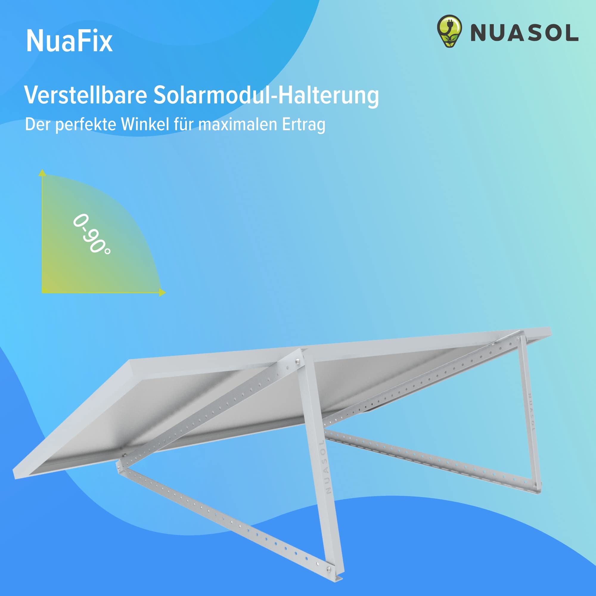 PV 4x Solarpanel Halterung 48 Zoll /118 cm | Solarmodul-Halterung Balkonkraftwerk Aluminium | Aufständerung Flachdach PV verstellbar 0-90° | Halterung für 2 Solarmodule inkl.Montagematerial