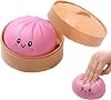 Dumpling Squishies, 2026 Colorful Dumplings Stress Balls Fidget Sensory Toy with Steamer Box, Cute Dumplings Stress Balls for Kids, Adults (Pink)