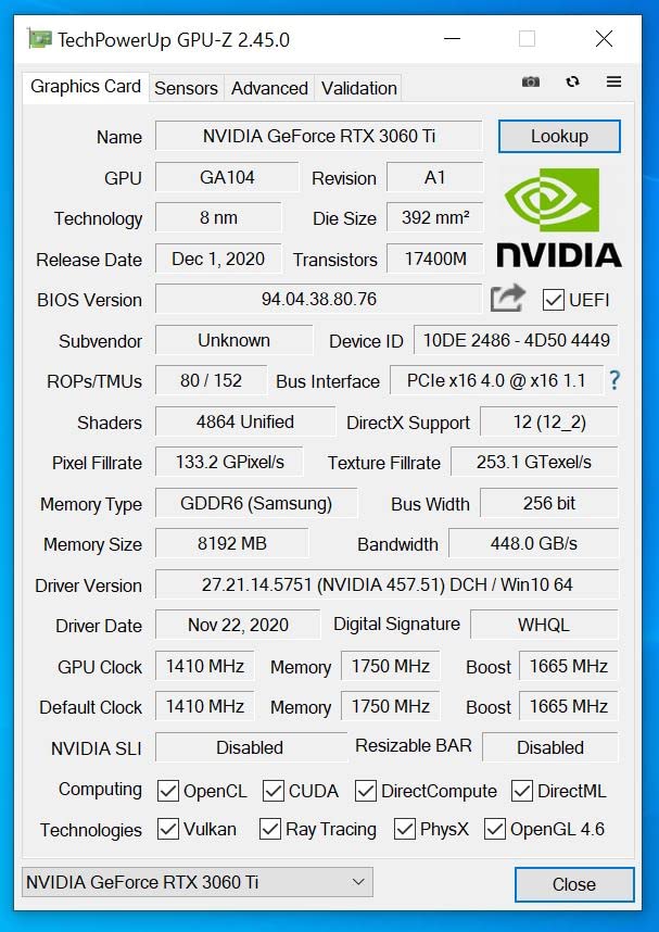 Amazon | HP M31640 NVIDIA RTX 3060 Ti ゲーミングビデオグラフィック
