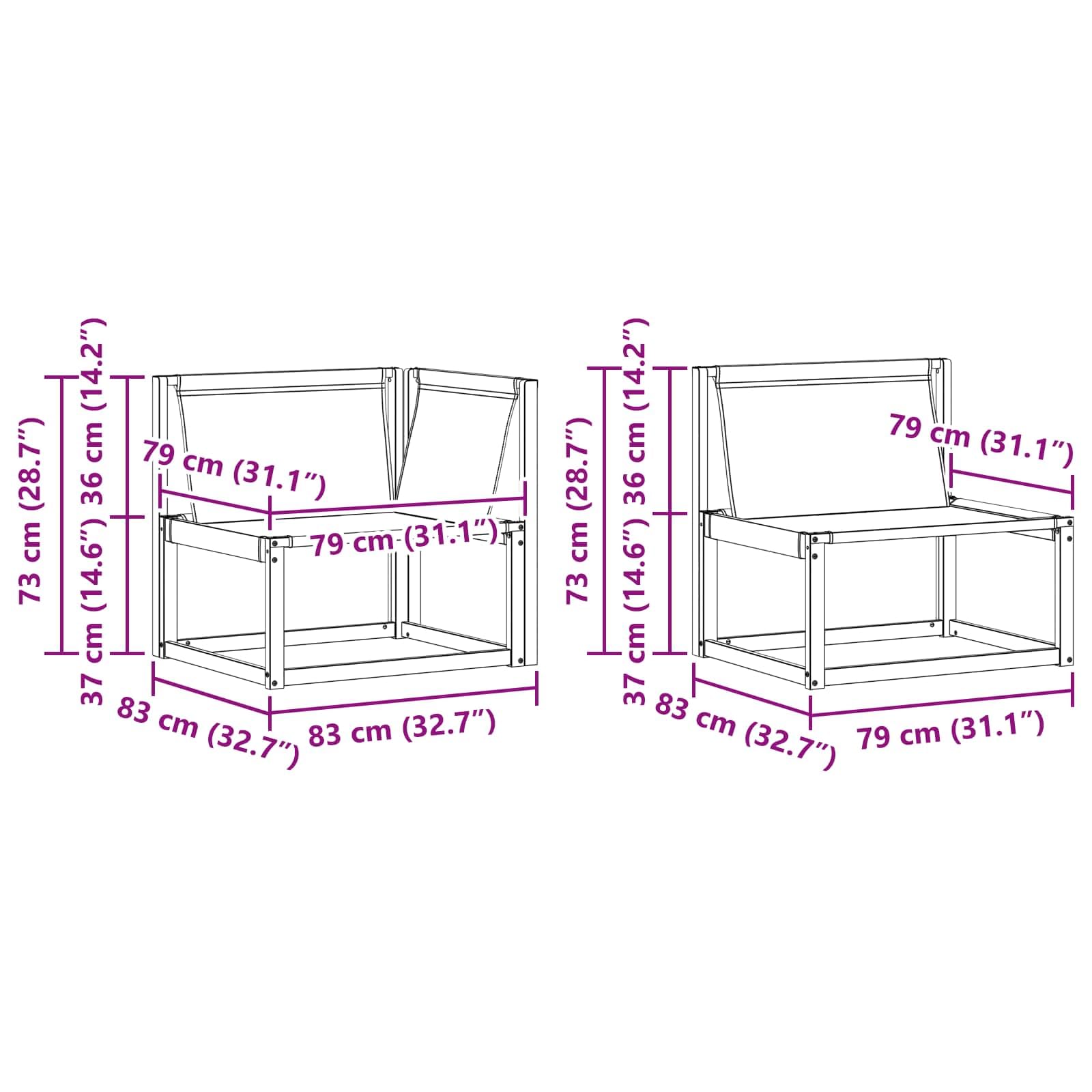 Gartenmöbelgarnitur Set mit Kissen 8-teilig aus massivem Akazienholz und wetterfestem Textilene für Terrasse Balkon und Garten, inklusive Tisch, Sitzgruppen, Sofas, Stühlen