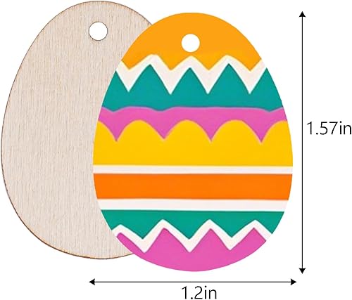 Miniatura 9 de Yookat 50 piezas de huevos de Pascua recortados de madera sin terminar adornos de huevo de Pascua madera de huevo manualidades recortes huevos de
