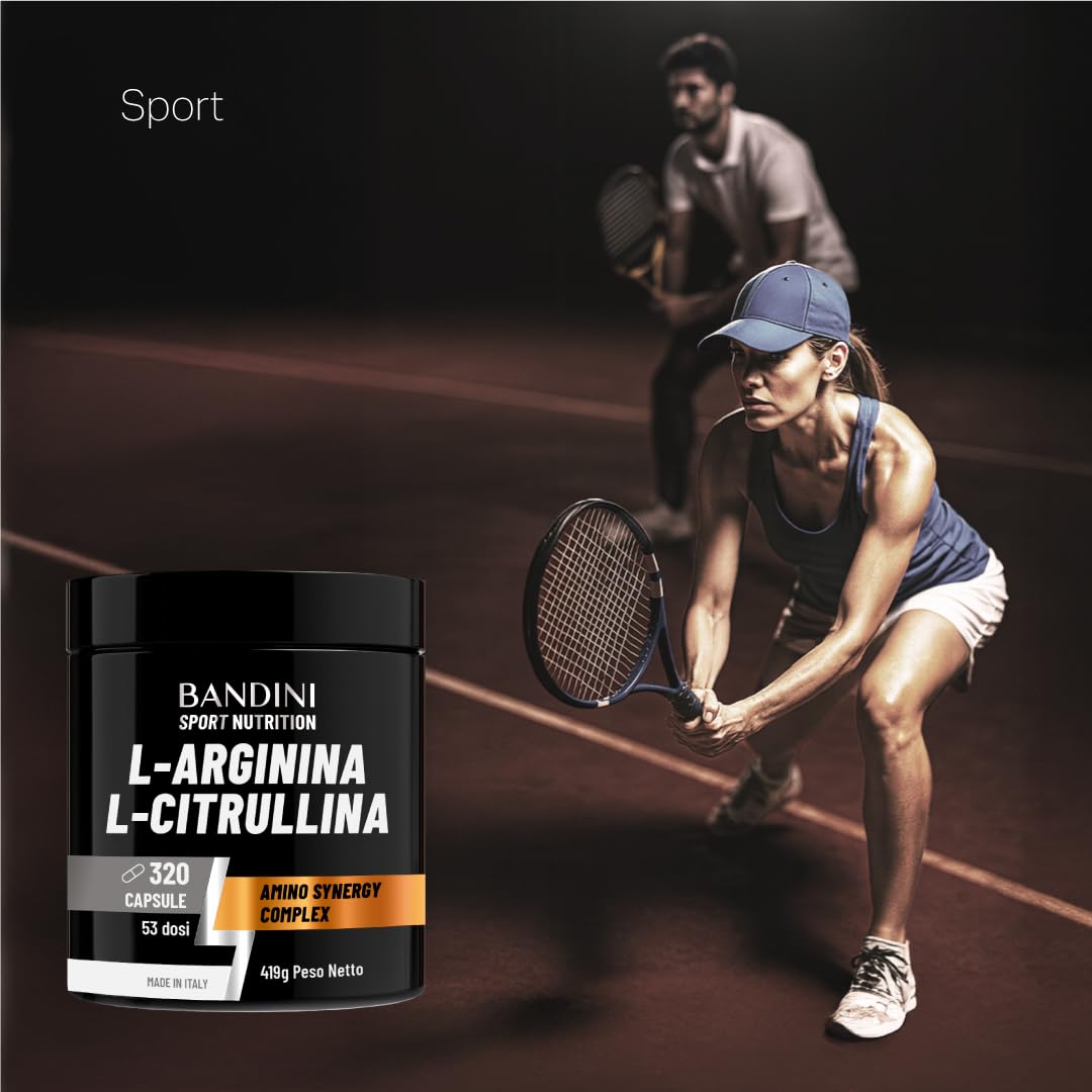 Bandini® L-Arginina + L-Citrullina 320 capsule (1100 mg per capsula), Arginina + Citrullina Malato per Preworkout, Integratori per Palestra, Resistenza, Recupero Muscolare, Aminoacidi Semi Essenziali